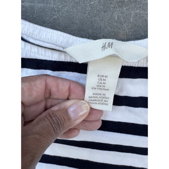 6 for 20 H&M Black and White Striped Long Sleeve Top (Size M) - Picture 3 of 5